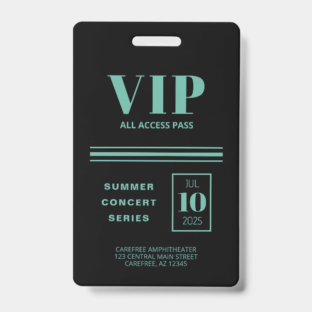VIP Alle Zugang schwarz Türkis Ausweis (Vorderseite)