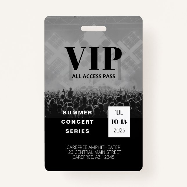 VIP Aller Zugriff Multi Date Concert Abzeichen Ausweis (Vorderseite)