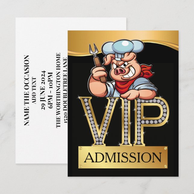 VIP Barbecue/Schweinekitze Postkarte (Vorne/Hinten)