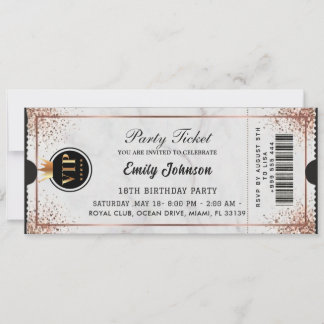 VIP Birthday Party Ticket Invitation Gold Black Einladung