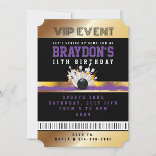 VIP BOWLING ALL ACCESS Gold Pass Abzeichen Einladu Einladung