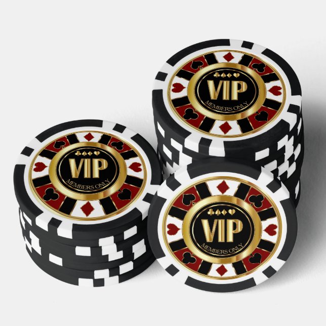 VIP Casino Poker Chip Las Vegas - Red / Gold (Stapel)