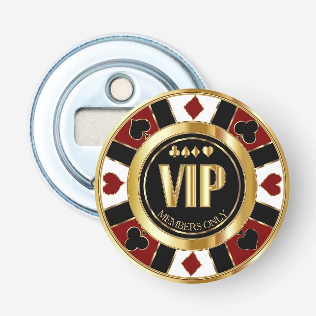 VIP Casino Poker Chip Las Vegas - Rot / Gold Flaschenöffner (Vorderseite)