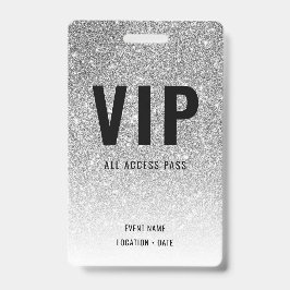 VIP Custom Event oder Concert Silver Glitzer Ausweis