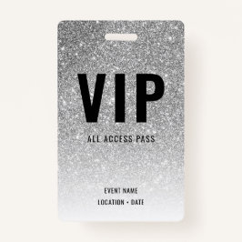 VIP Custom Event oder Concert Silver Glitzer Ausweis