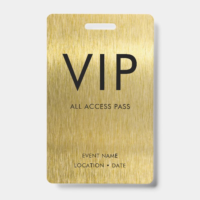VIP Einfaches Schriftart auf gebürstetem Gold-Meta Ausweis (Front)