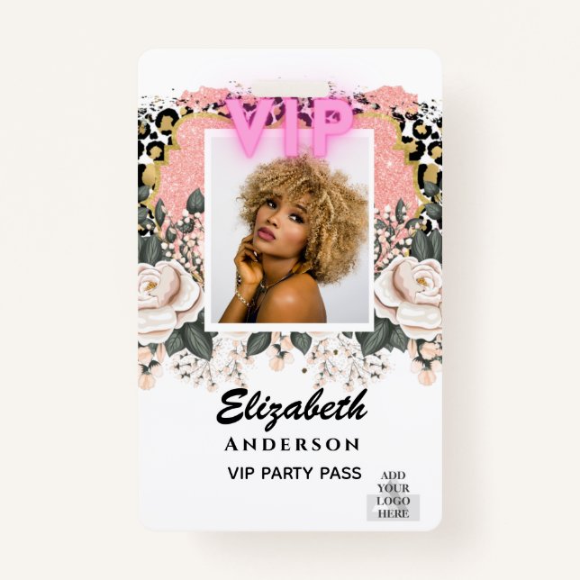VIP FOTO ID - Party, Festival, Event GLITZER GLAM Ausweis (Vorderseite)