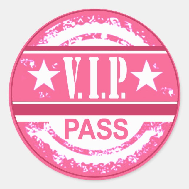 VIP führen Party-Aufkleber (Rosa) Runder Aufkleber (Vorderseite)