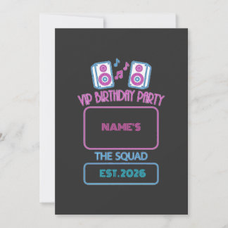 VIP Geburtstagsfeier Neon Squad Personalisierter G Einladung