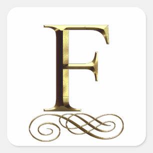 VIP Gold"F"-Monogramm Quadratischer Aufkleber