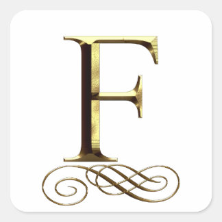 VIP Gold"F"-Monogramm Quadratischer Aufkleber