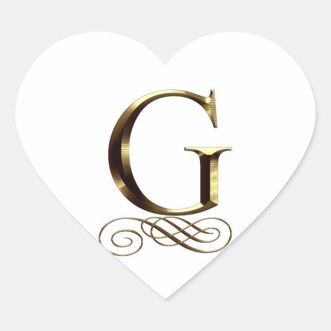 VIP Gold"G"-Monogramm Herz-Aufkleber (Vorderseite)