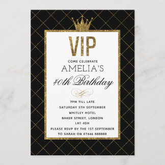 VIP Gold und Black Glitzer zum Geburtstag lädt ein Einladung