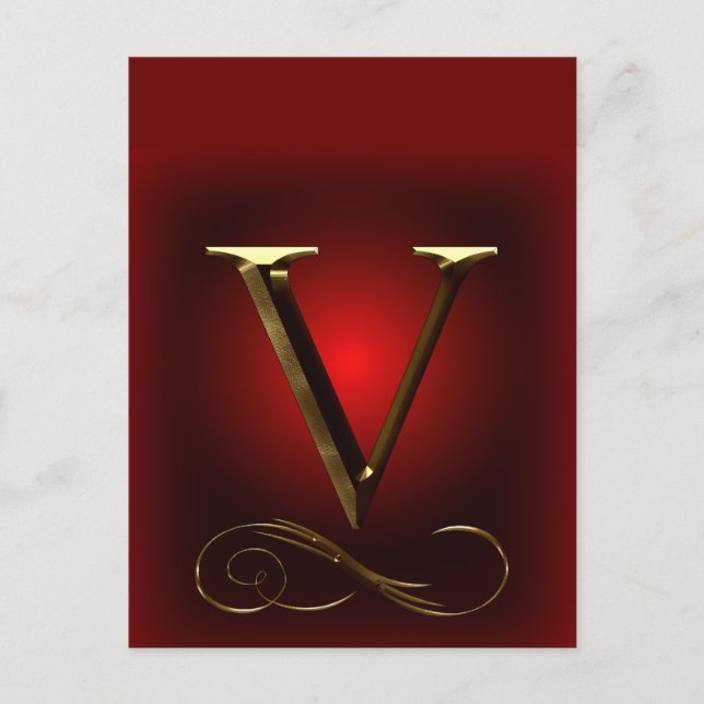 VIP Gold "V"-Monogramm in rot und schwarz Postkarte (Vorderseite)
