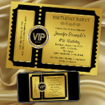 VIP Golden Ticket Geburtstagsparty Einladung<br><div class="desc">Schöne goldene Ticket-Party Einladung. Sie können diese elegante VIP Golden Ticket Geburtstagsparty und Event Ticket Einladung ganz einfach anpassen,  indem Sie Ihre Details in den Schriftart Stil und Farbe,  Wortlaut und Layout Ihrer Wahl einfügen. Sie können auch die Hintergrundfarbe ändern.</div>