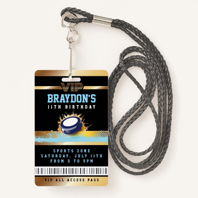 VIP Hockey TOUT ACCÈS Badge Gold Pass (Devant avec lanière)
