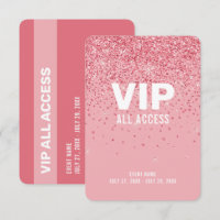 VIP-ID-Karte mit rosa Glitter und All-Access 3,5"