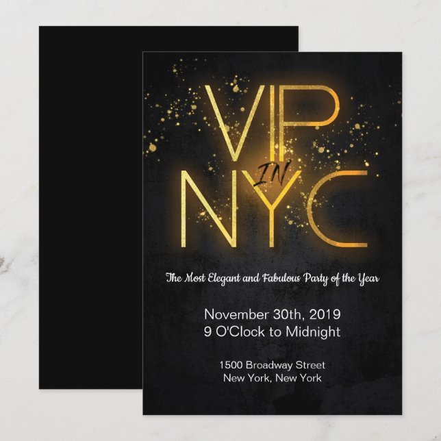 VIP in NYC Party Einladung (Vorne/Hinten)