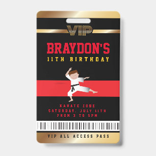 VIP Karate Birthday ALL ACCESS Gold Pass Abzeichen Ausweis