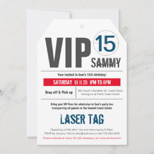VIP LASER TAG rote Einladung