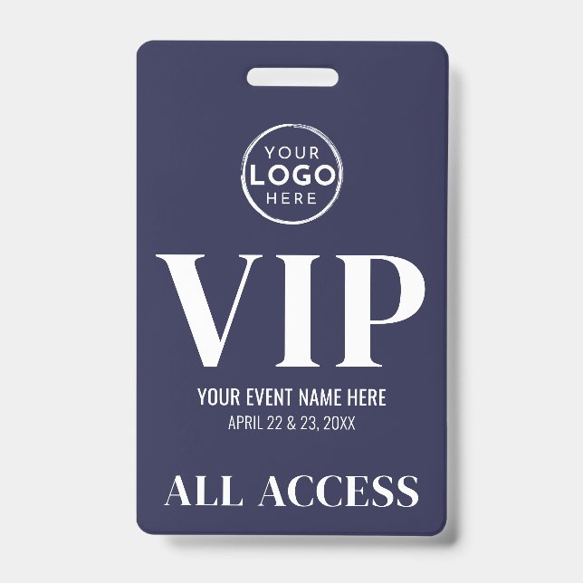 VIP Logo Navy Blue All Access Event Ausweis (Vorderseite)