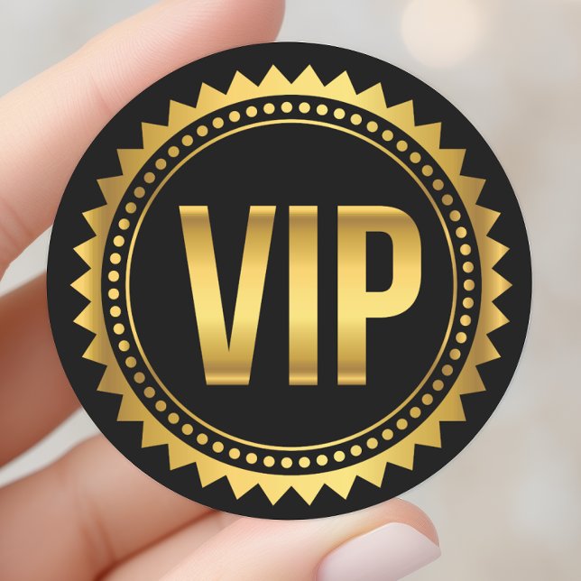 VIP-Party-Pass für Gold und Schwarze Rundspitzen Runder Aufkleber (Von Creator hochgeladen)