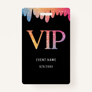 VIP Pass Black Modern Glitzer Ausweis