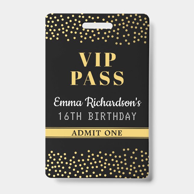 VIP Pass Einladung zum Geburtstag Ausweis (Vorderseite)