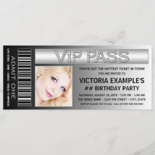 VIP-Pass-Eintrittskarte Geburtstagsfeier Einladung