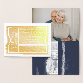 VIP Pass Golden Wedding Anniversary Ticket Folienkarte