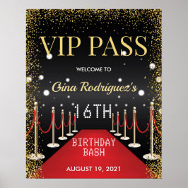 VIP Pass Hollywood Red Carpet Geburtstagsfeier Poster
