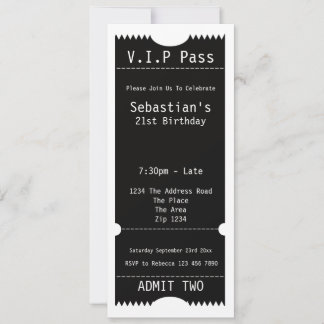 VIP Pass Party Eintrittskarte Einladung