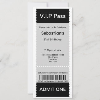 VIP Pass Party Eintrittskarte Einladung