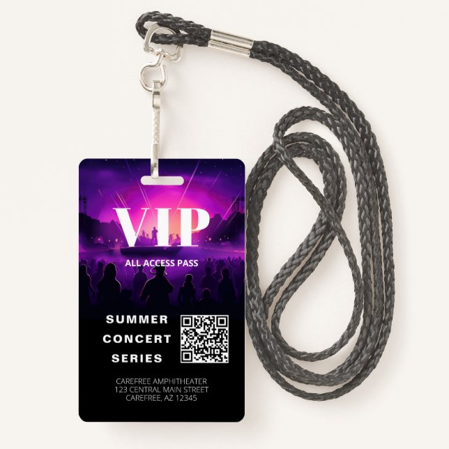 VIP Pass QR Code Concept Abzeichen Ausweis (Rückseite mit Schlüsselband)