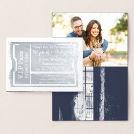 VIP Pass Silver Wedding Anniversary Ticket Folienkarte