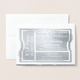 VIP Pass Silver Wedding Anniversary Ticket Folienkarte