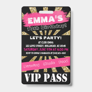 VIP Pink & Gold für jeden Event, der individuell a Ausweis
