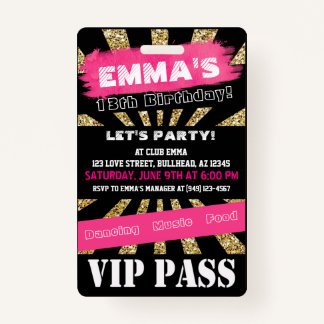 VIP Pink & Gold für jeden Event, der individuell a Ausweis