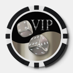 VIP Rolling Dice Las Vegas silberschwarz Pokerchips