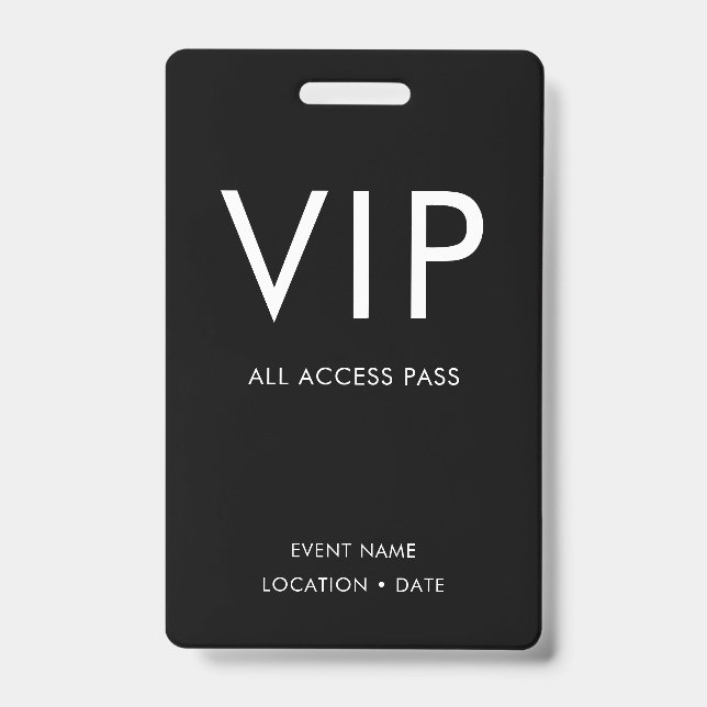 VIP Schwarz/Weiß Minimalistisch Ausweis (Vorderseite)