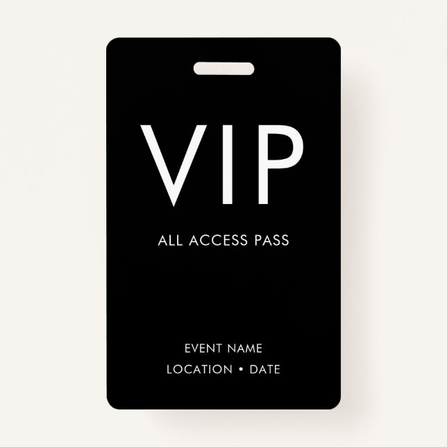 VIP Schwarz/Weiß Minimalistisch Ausweis (Vorderseite)