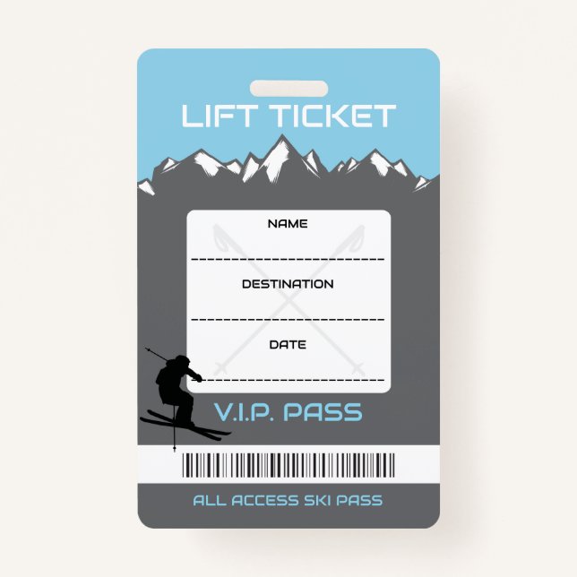 VIP SKI LIFT TICKET Escort Geschenkkarte Ausweis (Vorderseite)
