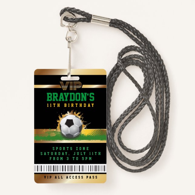 VIP SOCCER ALLER ZUGRIFF Gold Pass Abzeichen Ausweis (Vorderseite mit Schlüsselband)