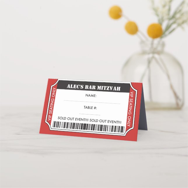 VIP-TICKET Bar Mitzvah Tischfahrkarte Platzkarte (Vorderseite)