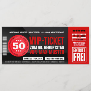 VIP-TICKET Cartes invitatives (rouge)