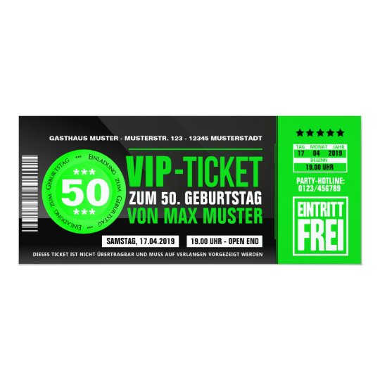 Vip Ticket Einladungskarten Grun Zazzle Ch