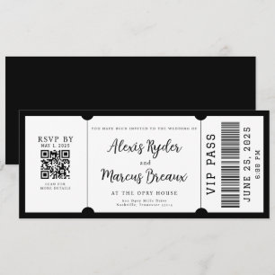 VIP Ticket Schwarz-Weiß-Hochzeit Einladung