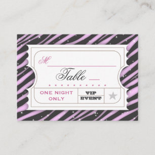VIP-Ticket Zebra Glam Lila Tischkarten Platzkarte
