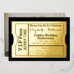 VIP-Ticket zur goldenen Hochzeit Folieneinladung