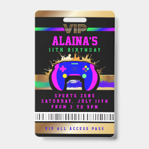 VIP VIDEO GAMER GAME ALL ACCESS Gold Girls Pass Ausweis